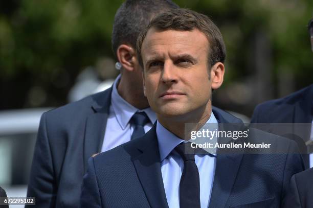 French Presidential Candidate Emmanuel Macron attends a commemoration of the 102nd anniversary of The Armenian Genocide on April 24, 2017 in Paris,...