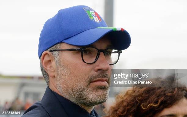 Head coach of Italy women's U16 Massimo Migliorini looks on during the 2nd Female Tournament 'Delle Nazioni' match between Italy U16 and France U16...