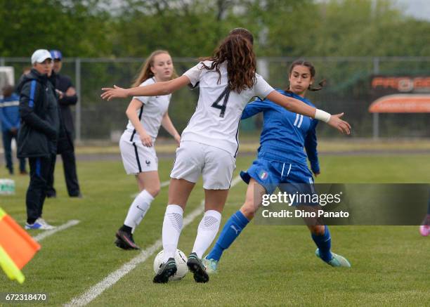 Francesca Imprezzabile of Italy women's U16 competes with Roseln Khezami of France women's U16 during the 2nd Female Tournament 'Delle Nazioni'...