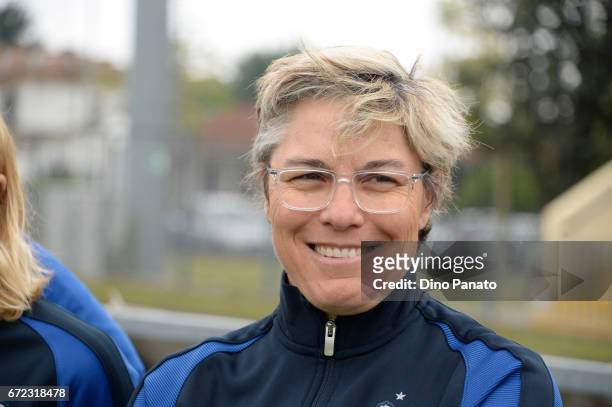 Cecile Locatelli head coach of France women's U16 looks on during the 2nd Female Tournament 'Delle Nazioni' match between Italy U16 and France U16 at...