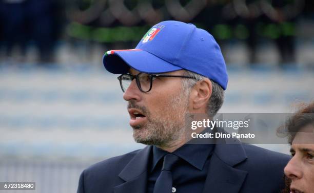 Head coach of Italy women's U16 Massimo Migliorini looks on during the 2nd Female Tournament 'Delle Nazioni' match between Italy U16 and France U16...