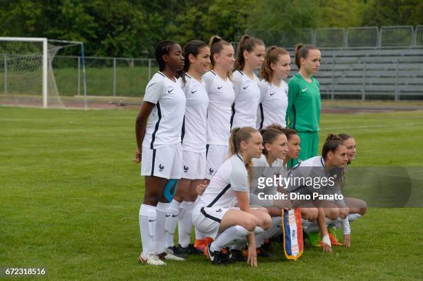 France women's U16 players poses before the 2nd Female Tournament 'Delle Nazioni' match between Italy U16 and France U16 at stadio Colaussi on April...