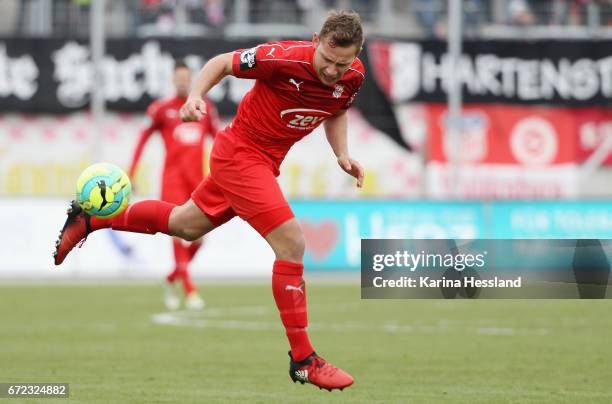 Robert Koch of Zwickau during the Third League match between FSV Zwickau and Fortuna Koeln on April 23, 2017 at Stadion Zwickau in Zwickau, Germany.