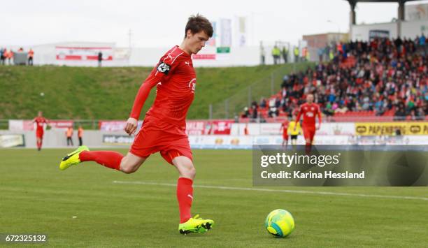 Jonas Acquistapace of Zwickau during the Third League match between FSV Zwickau and Fortuna Koeln on April 23, 2017 at Stadion Zwickau in Zwickau,...