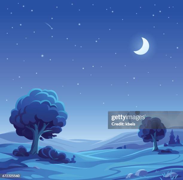 landscape night sky - day and night image series stock illustrations