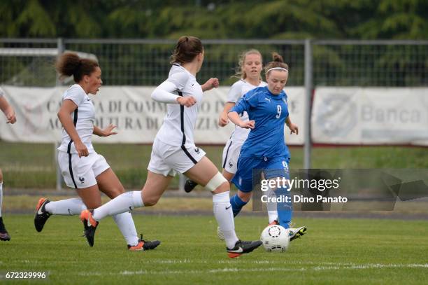 Sara Tamborini of Italy women's U16 competes women's U16 during the 2nd Female Tournament 'Delle Nazioni' match between Italy U16 and France U16 at...