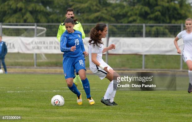 Melissa Bellucci of Italy women's U16 competes women's U16 during the 2nd Female Tournament 'Delle Nazioni' match between Italy U16 and France U16 at...