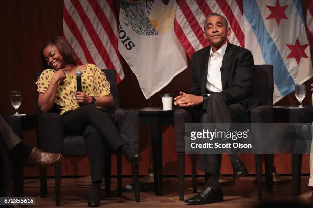 Dr Tiffany Brown laughs as she relates her first experience meeting former U.S. President Barack Obama during a forum at the University of Chicago...