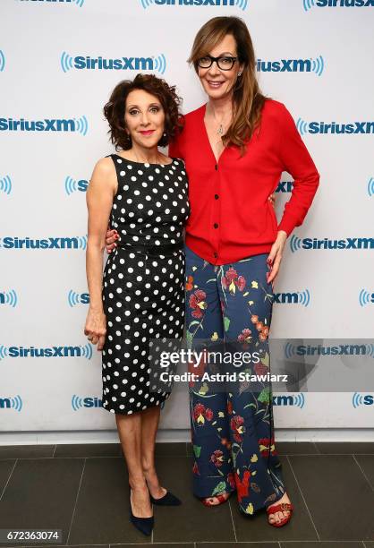 Actresses Andrea Martin and Allison Janney visit the SiriusXM Studios on April 24, 2017 in New York City.