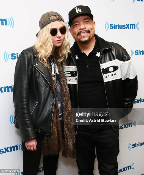 Musician and actors Taylor Momsen and Ice-T visit the SiriusXM Studios on April 24, 2017 in New York City.