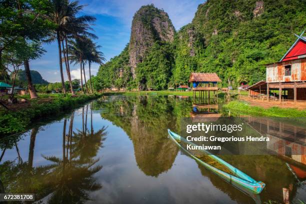 beautiful scenery at rammang-rammang village - makassar stock pictures, royalty-free photos & images