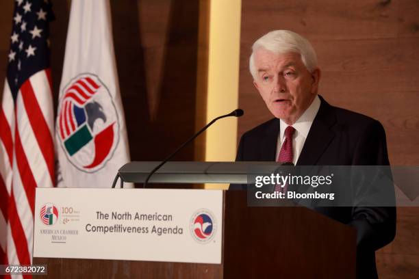 Thomas Donohue, president and chief executive officer of the U.S. Chamber of Commerce, speaks during an address to the American Chamber of Commerce...