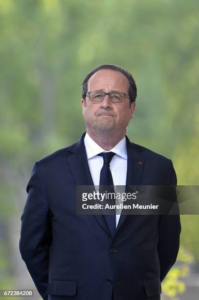 French President Francois Hollande attends the commemoration of the 102nd anniversary of The Armenian Genocide on April 24, 2017 in Paris, France....