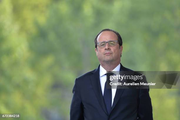 French President Francois Hollande attends the commemoration of the 102nd anniversary of The Armenian Genocide on April 24, 2017 in Paris, France....