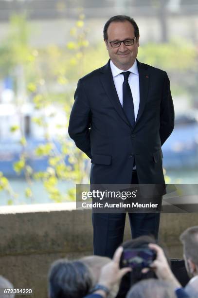 French President Francois Hollande attends the commemoration of the 102nd anniversary of The Armenian Genocide on April 24, 2017 in Paris, France....