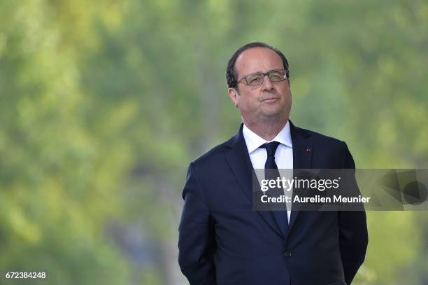 French President Francois Hollande attends the commemoration of the 102nd anniversary of The Armenian Genocide on April 24, 2017 in Paris, France....