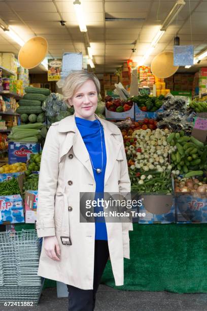 Stella Creasy, Labour MP for Walthamstow poses as she begins to campaign in her constituency for the General election on April 21, 2017 in...