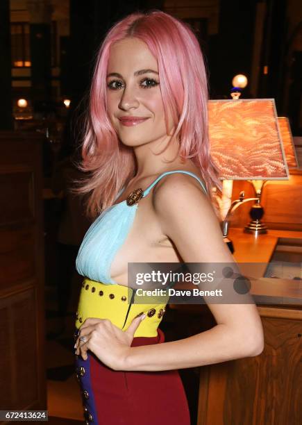 Pixie Lott attends a pre-opening dinner hosted by Ed Drewett at Malibu Kitchen, at The Ned, London on April 24, 2017 in London, England.
