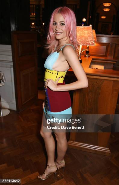 Pixie Lott attends a pre-opening dinner hosted by Ed Drewett at Malibu Kitchen, at The Ned, London on April 24, 2017 in London, England.