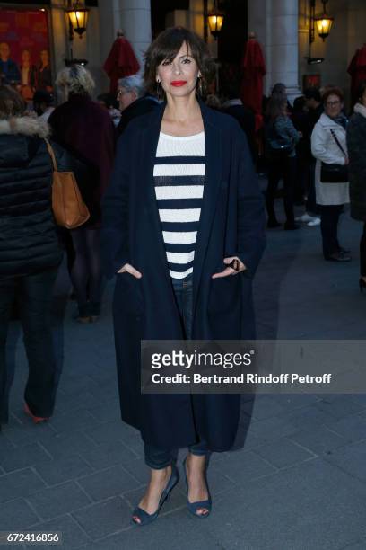 Mathilda May attends "La Recompense" Theater Play at Theatre Edouard VII on April 24, 2017 in Paris, France.