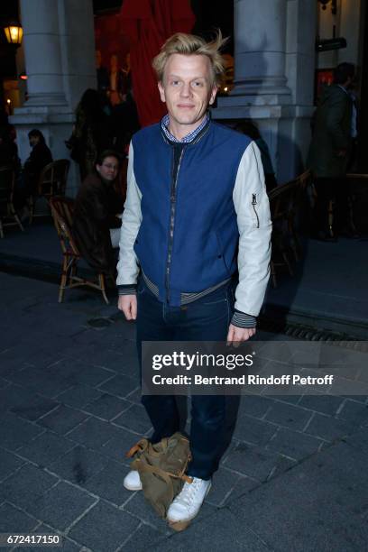 Alex Lutz attends "La Recompense" Theater Play at Theatre Edouard VII on April 24, 2017 in Paris, France.