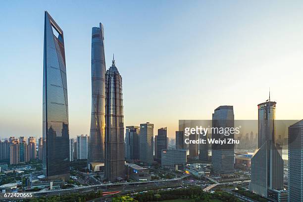 shanghai lujiazui financial district - jin mao tower stock pictures, royalty-free photos & images