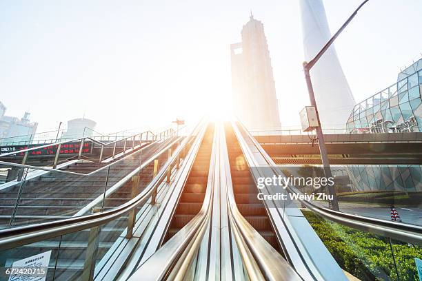 elevator in shanghai lujiazui financial district - hope concept city stock pictures, royalty-free photos & images