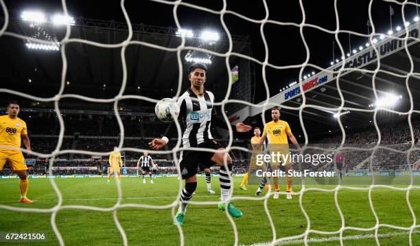 Ayoze Perez of Newcastle scores the fourth goal during the Sky Bet Championship match between Newcastle United and Preston North End at St James'...