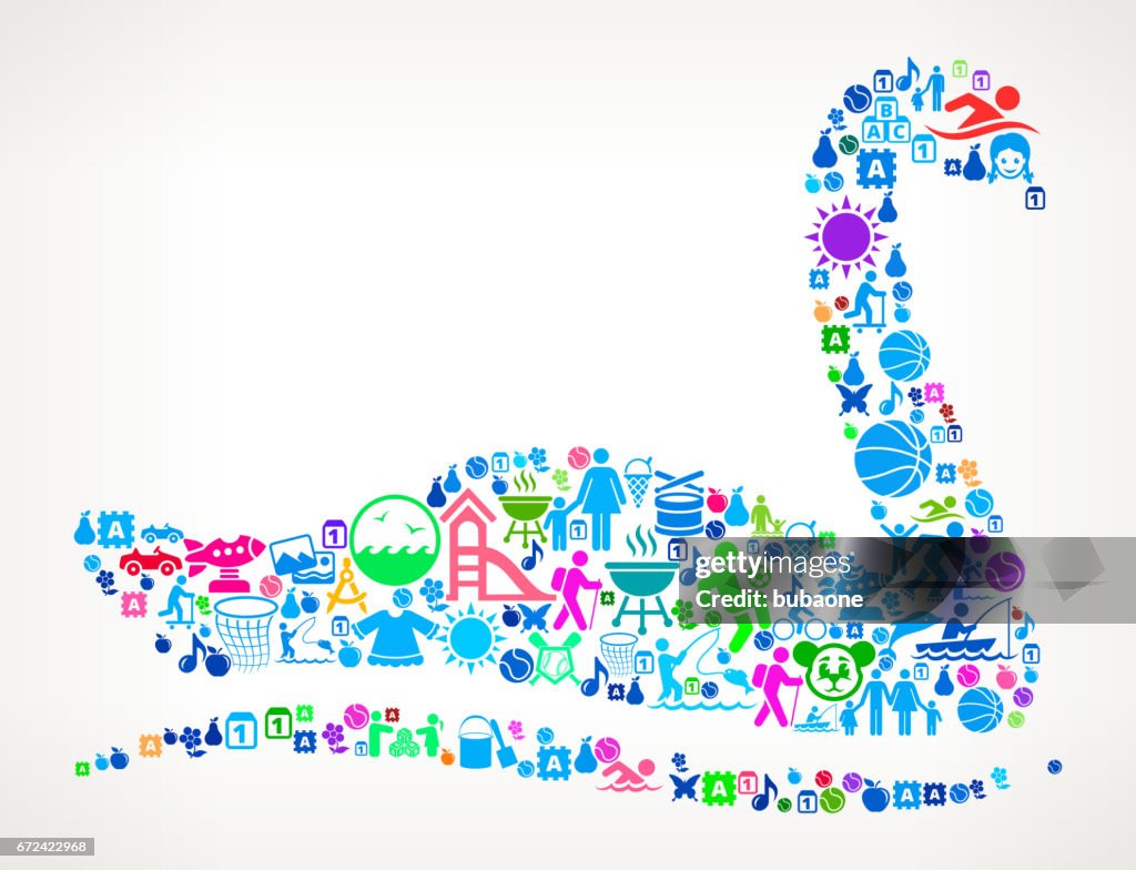 Swan Vacation and Summer Fun Icons Background