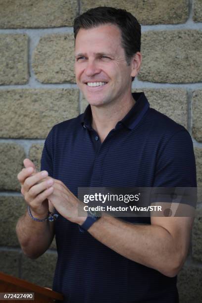 Oliver Bierhoff, team manager of the German national team applauds during the visit and unveiling of plaque for the economic support given by the DFB...