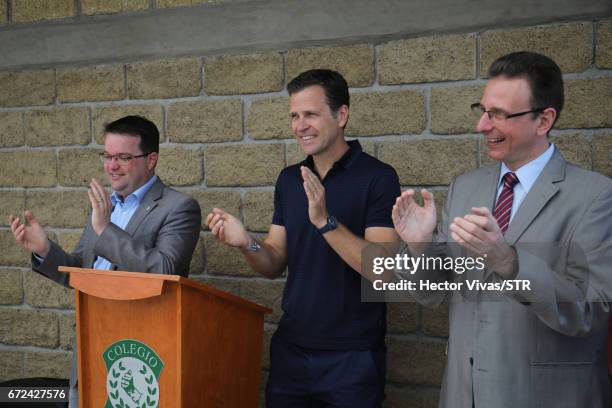 Stephan Osnabrugge, Oliver Bierhoff, team manager of the German national team and Christoph Huber, head of the Latin America team at...