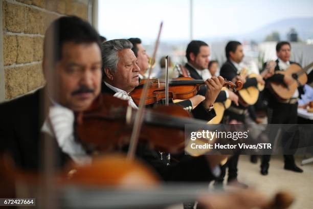 Mexican mariachi plays during the visit and unveiling of plaque for the economic support given by the DFB Egidius Braun Foundation for the Laureles...