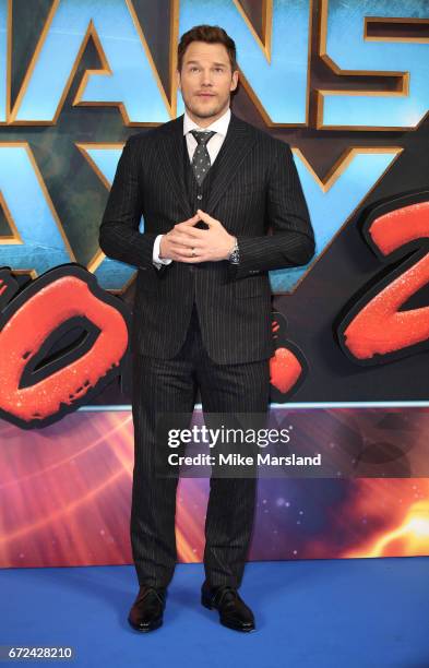 Chris Pratt attends the European Gala Screening of "Guardians of the Galaxy Vol. 2" at Eventim Apollo on April 24, 2017 in London, United Kingdom.