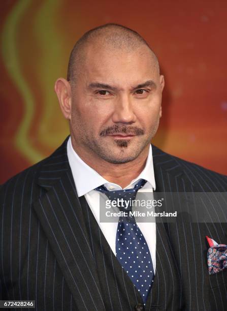 Dave Bautista attends the European Gala Screening of "Guardians of the Galaxy Vol. 2" at Eventim Apollo on April 24, 2017 in London, United Kingdom.