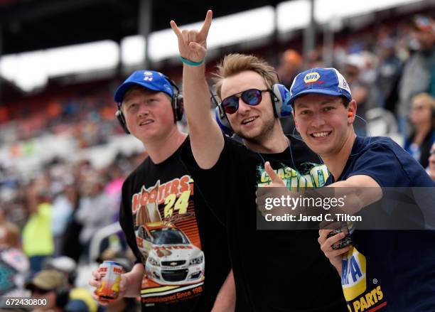 Fans cheer during the Monster Energy NASCAR Cup Series Food City 500 at Bristol Motor Speedway on April 24, 2017 in Bristol, Tennessee.