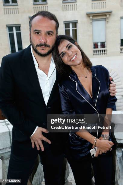 Actor of the movie Francois-Xavier Demaison and Director of the movie Reem Kherici attend the "Jour J" Paris movie Premiere on April 24, 2017 in...