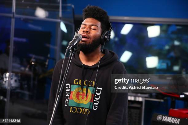 Singer Khalid performs on SiriusXM's The Heat Channel Show at SiriusXM Studios on April 24, 2017 in New York City.