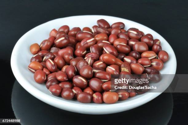 serving dish of asian adzuki beans (vigna angularis) - adzukibohne stock-fotos und bilder