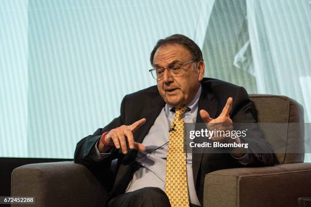 Richard LeFrak, president and chief executive officer of LeFrak Organization Inc., speaks during the 2017 International Finance and Infrastructure...