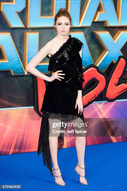 Karen Gillan attends the European Gala Screening of "Guardians of the Galaxy Vol. 2" at Eventim Apollo on April 24, 2017 in London, United Kingdom.