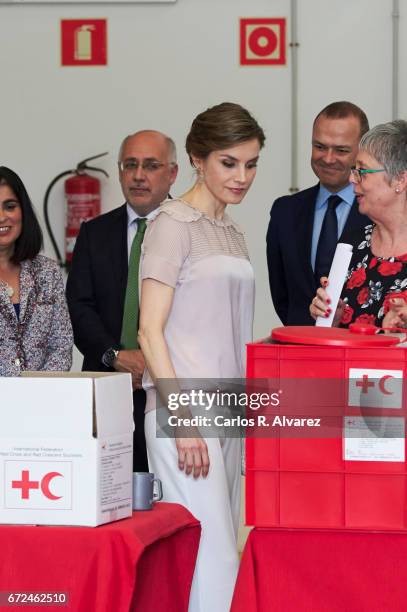 Queen Letizia of Spain visits the headquarters of World Food Program of the Palmas de Gran Canaria and the Center for Cooperation with Africa of the...