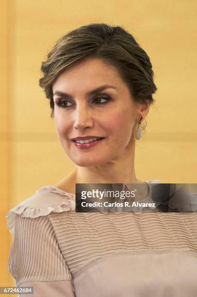 Queen Letizia of Spain visits the headquarters of World Food Program of the Palmas de Gran Canaria and the Center for Cooperation with Africa of the...