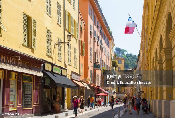 Nice, Cote d'Azur, French Riviera, France, Vieille Ville, the Old Town, View along Rue de la Prefecture.