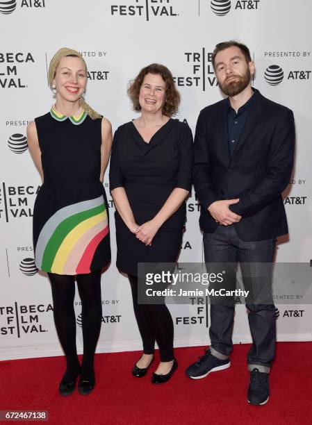 Producers Katrin Kissa, Ellen Havenith, and Lukasz Dzieciol attend the 'November' Premiere during the 2017 Tribeca Film Festival at Cinepolis Chelsea...