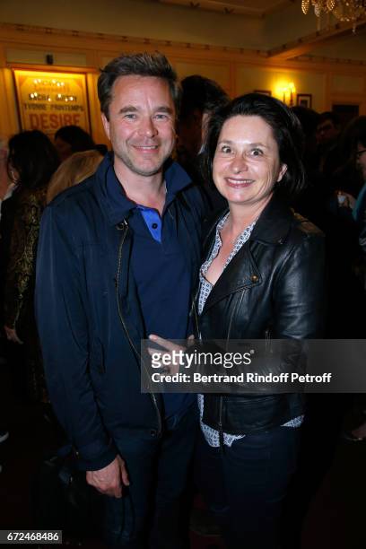 Guillaume de Tonquedec with his wife Christelle attend "La Recompense" Theater Play at Theatre Edouard VII on April 24, 2017 in Paris, France.