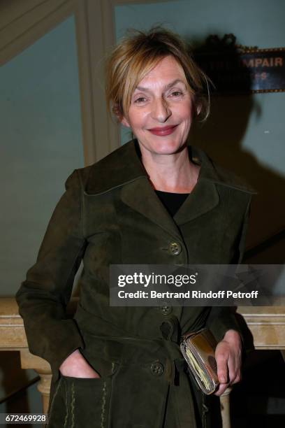 Sophie Mounicot attends "La Recompense" Theater Play at Theatre Edouard VII on April 24, 2017 in Paris, France.