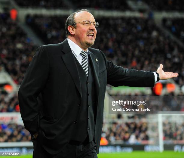 Newcastle Unitedâs Manager Rafael Benitez gestures from the sidelines during the Sky Bet Championship match between Newcastle United and Preston...