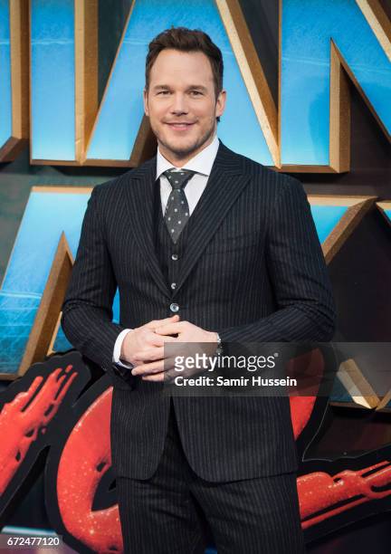 Chris Pratt attends the European Gala Screening of "Guardians of the Galaxy Vol. 2" at Eventim Apollo on April 24, 2017 in London, United Kingdom.