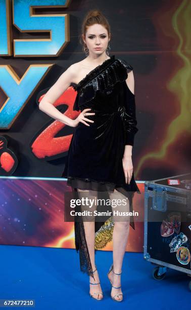 Karen Gillan attends the European Gala Screening of "Guardians of the Galaxy Vol. 2" at Eventim Apollo on April 24, 2017 in London, United Kingdom.