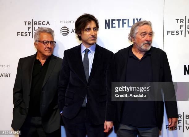Dustin Hoffman , Robert De Niro and Noah Baumbach attend Tribeca Talks: Noah Baumbach at BMCC Tribeca PAC in New York City, United States on April...
